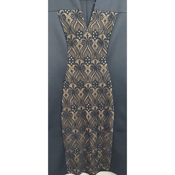 Connected Apparel Women's Size 8P Petite Dress LBD Slimming Affect Midi Cap - Picture 4 of 12